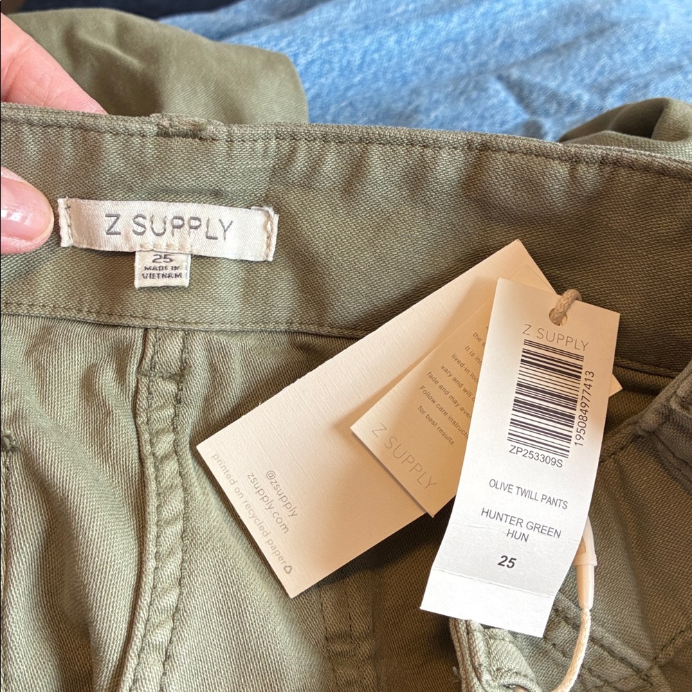 NWT Z Supply Olive Twill Pants Green Sz 25 - Picture 9 of 10